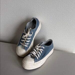 Converse Low-Top Canvas Platform Sneakers in Blue and White